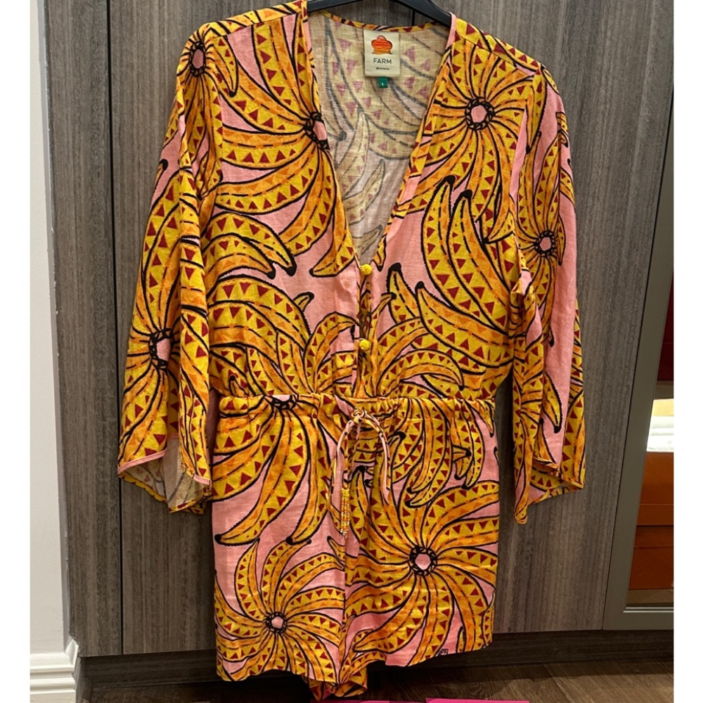 FARM Rio Pink and Yellow Floral Jumpsuit
